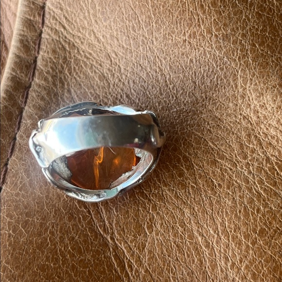 950 silver Mexican fire opal ring - Picture 8 of 10